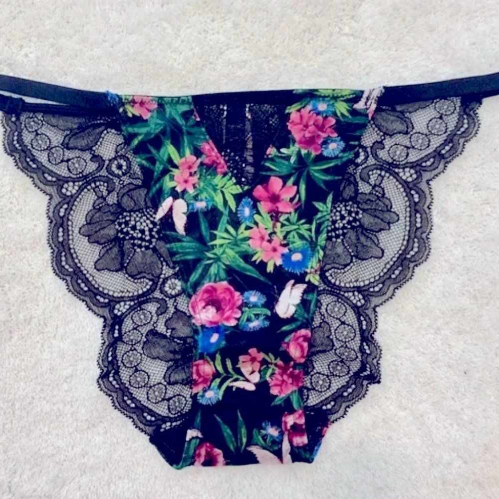 Small Victoria’s Secret Floral Lace String Cheekini Panty - Picture 3 of 11